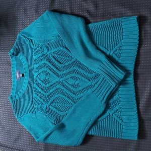 Lands End, aqua/teal, long-sleeve, sweater, size L/P (14-16)